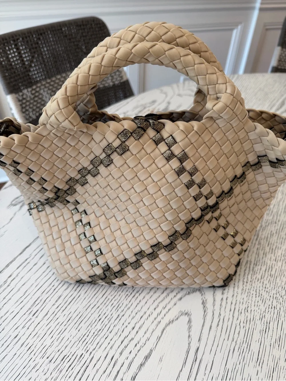 St. Barth's Moonlit Plaid Woven Mini Tote